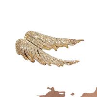 Cubic Zirconia Brooch, Brass, Angel Wing, plated, micro pave cubic zirconia & for woman 