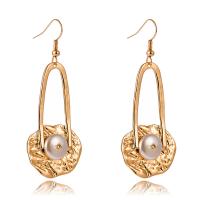 Glass Zinc Alloy Earring, with Glass Pearl, gold color plated, fashion jewelry & for woman 