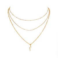 Fashion Multi Layer Necklace, Zinc Alloy, with Brass, Lightning Symbol, gold color plated, multilayer & for woman cm 