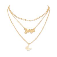 Fashion Multi Layer Necklace, Zinc Alloy, gold color plated, multilayer & for woman, 500mm 