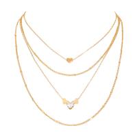 Fashion Multi Layer Necklace, Brass, with Zinc Alloy, gold color plated, multilayer & micro pave cubic zirconia & for woman, 550mm 