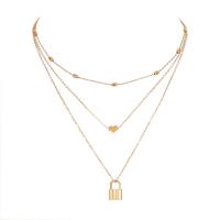 Fashion Multi Layer Necklace, Zinc Alloy, with Brass, gold color plated, multilayer & for woman, 500mm 