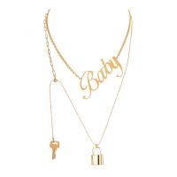 Fashion Multi Layer Necklace, Zinc Alloy, gold color plated, fashion jewelry & multilayer & for woman, 550mm 
