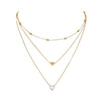 Fashion Multi Layer Necklace, Brass, with Zinc Alloy, gold color plated, multilayer & micro pave cubic zirconia & for woman, 500mm 