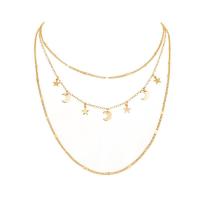 Fashion Multi Layer Necklace, Zinc Alloy, gold color plated, multilayer & for woman, 550mm 