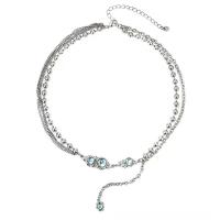 Stainless Steel Jewelry Necklace, 304 Stainless Steel, with Sea Opal & Zinc Alloy, with 3inch extender chain, multilayer & for woman Approx 18.3 Inch 