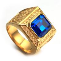 304ステンレススチール 指輪, ゴールドメッキ, 異なるサイズの選択 & 男性用 & ライン石のある, 無色, 売り手 パソコン