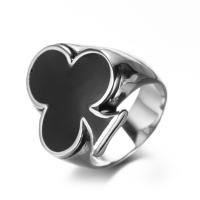 Titanium Steel Finger Ring & for man & enamel, black 