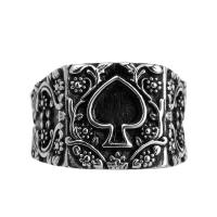 Titanium Steel Finger Ring, plated & for man & blacken, black 