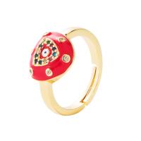 Messing Open -Finger-Ring, goldfarben plattiert, Einstellbar & Micro pave Zirkonia & für Frau & Emaille, keine, 20mm, verkauft von PC
