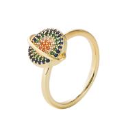 Brass Finger Ring, gold color plated, micro pave cubic zirconia & for woman, 20mm 