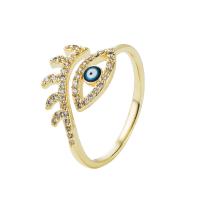 Brass Cuff Finger Ring, with Plastic Pearl, gold color plated, Adjustable & micro pave cubic zirconia & for woman & enamel, 20mm 