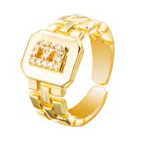 Brass Cuff Finger Ring, gold color plated, Adjustable & micro pave cubic zirconia & for woman & enamel 