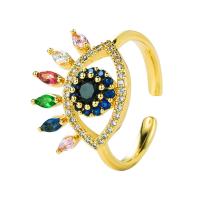 Brass Cuff Finger Ring, Eye, gold color plated, Adjustable & for woman & hollow, multi-colored 