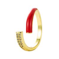 Messing Manschette Fingerring, goldfarben plattiert, Einstellbar & für Frau & Emaille, keine, 20x7mm, verkauft von PC