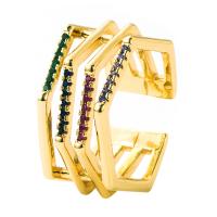 Messing Manschette Fingerring, goldfarben plattiert, Einstellbar & für Frau & hohl, keine, 20x10mm, verkauft von PC