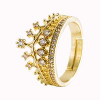 Brass Open Finger Ring, gold color plated, Adjustable & micro pave cubic zirconia & for woman & enamel, 20mm 