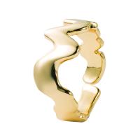Brass Cuff Finger Ring, 18K gold plated, Adjustable & micro pave cubic zirconia & for woman, 20mm 