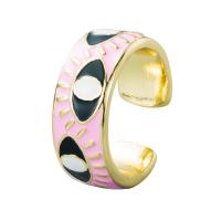 Brass Cuff Finger Ring, gold color plated, Adjustable & for woman & enamel 