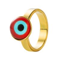 титан Открыть палец кольцо, с пластик, Глаз, плакирован золотом, Регулируемый & Женский, Много цветов для выбора продается PC