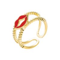 Brass Cuff Finger Ring, gold color plated, Adjustable & micro pave cubic zirconia & for woman & enamel, 20mm 