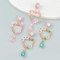 Zinc Alloy Rhinestone Drop Earring, with Resin & Acrylic, fashion jewelry & for woman & with rhinestone 