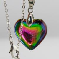 Collier en cristal Pull, avec acier inoxydable 303, coeur, unisexe, multicolore, 10mm Environ 50 cm, Vendu par PC