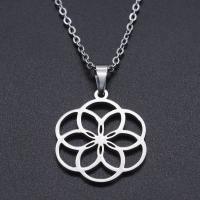 Titanium Steel Jewelry Necklace, Flower, Vacuum Ion Plating, Unisex & hollow Approx 45 cm 