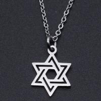Titanium Steel Jewelry Necklace, Star of David, Vacuum Ion Plating, Unisex & hollow Approx 40 cm 