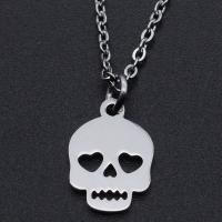 Titanium Steel Jewelry Necklace, Skull, Vacuum Ion Plating, Unisex Approx 40 cm 
