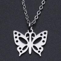 Titanium Steel Jewelry Necklace, Butterfly, Vacuum Ion Plating, Unisex & hollow Approx 40 cm 