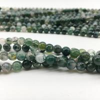 Perles en pierre d'agate mousse naturelle, Rond, poli, DIY & normes différentes pour le choix Environ 15 pouce, Vendu par brin