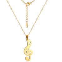 Stainless Steel Jewelry Necklace, 304 Stainless Steel, with 1.97inch extender chain, Music Note, Vacuum Ion Plating, fashion jewelry & Unisex Approx 17.72 Inch 