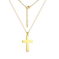 Stainless Steel Jewelry Necklace, 304 Stainless Steel, with 1.97inch extender chain, Cross, polished, fashion jewelry & for woman Approx 17.72 Inch 