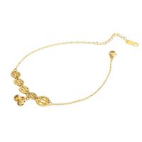 Titanium Steel Anklet, with 4.6cm extender chain, gold color plated, fashion jewelry & for woman, golden, 43mm .2 cm 