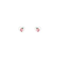 Plastic Pearl Zinc Alloy Earring, with Resin & Plastic Pearl, Heart, gold color plated, fashion jewelry & for woman & enamel, pink, 10mm 