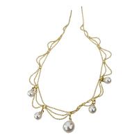Plastic Pearl Necklace, Brass, with Plastic Pearl, Round, gold color plated, fashion jewelry & for woman, golden Approx 48.1 cm 