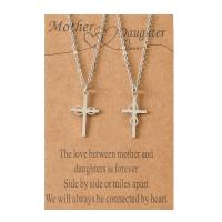 Stainless Steel Jewelry Necklace, 304 Stainless Steel, with 5cm extender chain, Cross, polished, 2 pieces & Adjustable & mother and child series & fashion jewelry, original color cm 