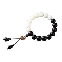 White Bodhi Bracelet, with Black Sandalwood, Calabash, handmade, fashion jewelry & Unisex white and black, 12mm 