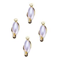Brass Connector, with Seedbead, real gold plated, for woman, white, 13mm 