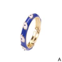 Brass Open Finger Ring, gold color plated, Adjustable & for woman & enamel 
