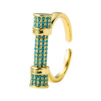 Messing Manschette Fingerring, goldfarben plattiert, Einstellbar & verschiedene Stile für Wahl & Micro pave Zirkonia & für Frau, 20mm, verkauft von PC
