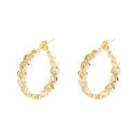 Brass Hoop Earring, 18K gold plated & micro pave cubic zirconia & for woman 