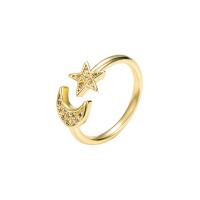 Brass Cuff Finger Ring, gold color plated, Adjustable & micro pave cubic zirconia & for woman, 20mm 