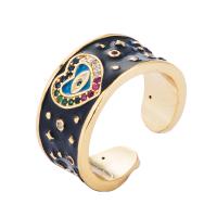 Cubic Zirconia Micro Pave Brass Finger Ring, gold color plated, Adjustable & micro pave cubic zirconia & for woman & enamel 20mm 