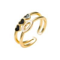 Cubic Zirconia Micro Pave Brass Finger Ring, gold color plated, Adjustable & micro pave cubic zirconia & for woman & enamel, 20mm 