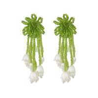 Mode erstellen Glas Samen Ohrring, Zinklegierung, mit Seedbead & Harz, handgemacht, Modeschmuck & für Frau, grün, 88x28mm, verkauft von Paar