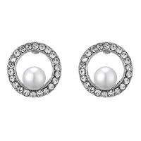 Plastic Pearl Zinc Alloy Earring, with Plastic Pearl, plated, fashion jewelry & for woman & with rhinestone 13mm 