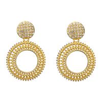 Zinc Alloy Rhinestone Drop Earring, gold color plated, fashion jewelry & for woman & with rhinestone 