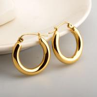 Titanium Steel Hoop Earring, Vacuum Ion Plating, fashion jewelry & for woman, golden 
